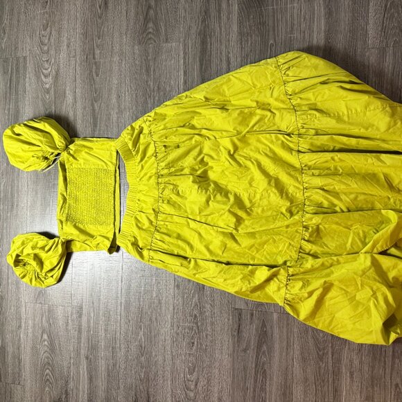 Abercrombie & Fitch Off Shoulder Poplin Boho 2 Piece Green Maxi Skirt Set Size L - Picture 4 of 7